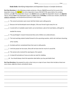 Study Guide: Identifying Independent and Dependent Clauses in