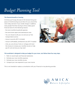 budgeting tool - Amica Mature Lifestyles