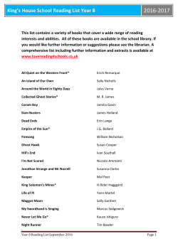 King`s House School Reading List Year 8