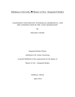 FITZGERALD, HEMINGWAY, AND THE CONSTRUCTION OF THE