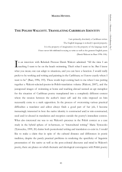 THE POLISH WALCOTT. TRANSLATING CARIBBEAN IDENTITY n