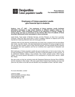 Employees of Caisse populaire Lasalle give financial