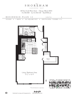 Living / Bedroom Area 15` 2&rdquo; x 16` 9&rdquo; RESIDENCE PLAN 12 Bath