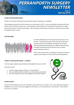 PATIENT PARTICIPATION GROUP Thanks to our Patient