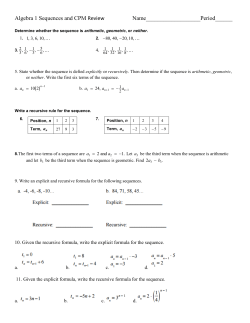 the Algebra Sequence and CPM Review with Answers