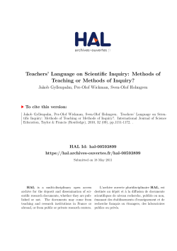 Teachers` Language on Scientific Inquiry: Methods of Teaching or