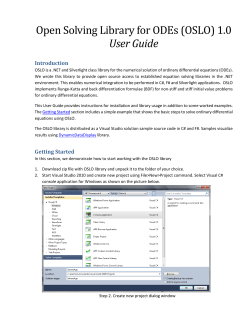 Open Solving Library for ODEs (OSLO) 1.0 User Guide