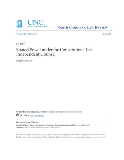 Shared Power under the Constitution: The Independent Counsel