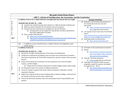 8th grade United States History UNIT 3 : Articles of Confederation