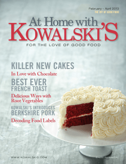 Feb - Apr 2013 - Kowalski`s Markets
