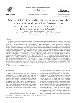 Analysis of &delta;13C, &delta;15N, and &delta;34S in organic matter