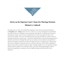 Advice on the Supreme Court`s Same Sex Marriage Decision