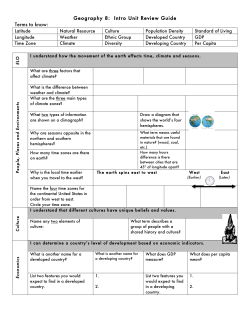 Geography 8: Intro Unit Review Guide Terms to know:
