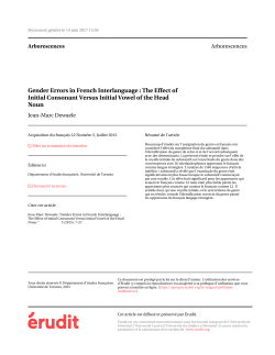 Gender Errors in French Interlanguage : The Effect of Initial