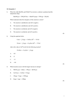 SL Energetics 2 1. When the solids Ba(OH)2 and NH4SCN are