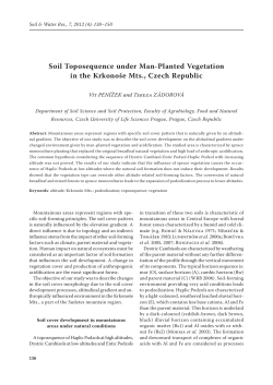 Soil Toposequence under Man-Planted Vegetation in the Krkono&scaron;e