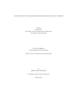 AN APPLICATION OF LEADERSHIP AND RELATIONAL DIALECTIC