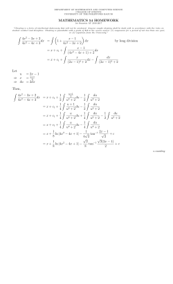 MATHEMATICS 54 HOMEWORK &int; 4x 2 - 3x + 2 4x2