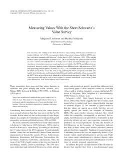 Measuring Values With the Short Schwartz`s Value Survey