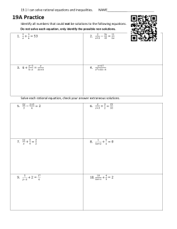 19A Practice Solving Rational Equations