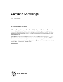 common knowledge - Santa Fe Institute