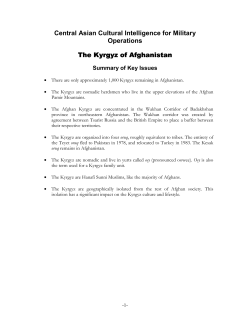 Central Asian Cultural Intelligence for Military Operations The
