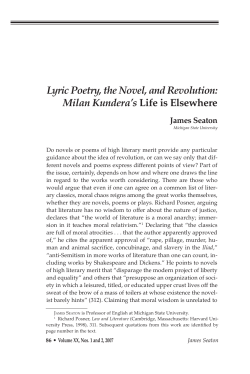 Lyric Poetry, the Novel, and Revolution: Milan Kundera`s Life is