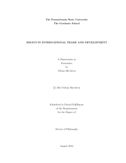 ESSAYS IN INTERNATIONAL TRADE AND DEVELOPMENT