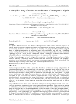 An Empirical Study of the Motivational Factors of Employees in Nigeria