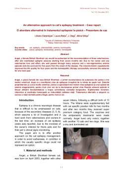 44 An alternative approach to cat`s epilepsy treatment &ndash; Case report