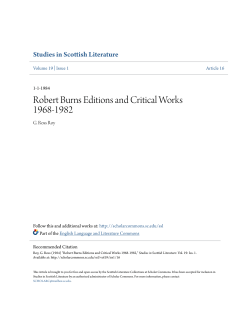 Robert Burns Editions and Critical Works 1968-1982