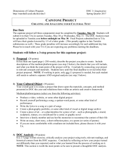 CAPSTONE PROJECT Due Date Students will follow a 3
