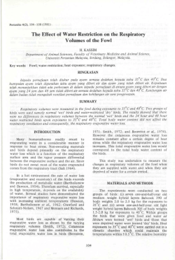 The Effect of Water Restriction on the Respiratory Volumes of the Fowl