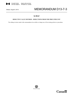 Memorandum D13-7-3, Deductive Value Method &ndash; Deductions From