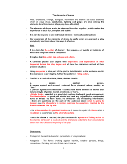 The elements of drama: - Plots, characters, settings, dialogues