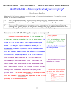 SAMPLE # 27 &ndash; Literary Technique Paragraph