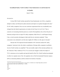 North Carolina`s Clean Smokestacks Act and the Quest for Air Quality