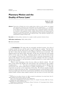 Planetary Motion and the Duality of Force Laws