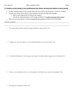 Hon. English 10 Night, Language Analysis Steiner LT: Complete a