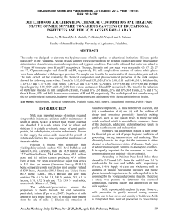 detection of adulteration, chemical composition and hygienic status