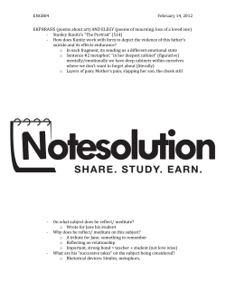 AND ELEGY (poems of mourning, loss of a loved one)