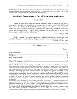 New-Crop Development as Part of Sustainable Agriculture