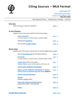 Citing Sources &ndash; MLA Format