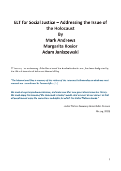 ELT for Social Justice &ndash; Addressing the Issue of the Holocaust By