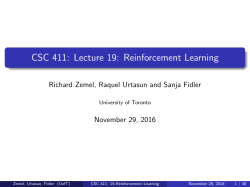 CSC 411: Lecture 19: Reinforcement Learning