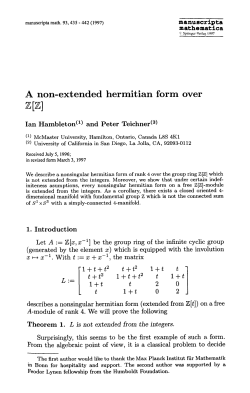 A non-extended hermitian form over the group ring of the integers.