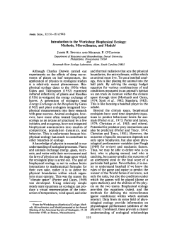 Introduction to the Workshop: Biophysical Ecology: Methods