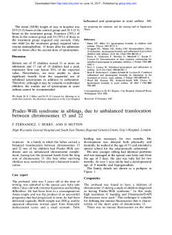 Prader-Willi syndrome in siblings, due to unbalanced translocation