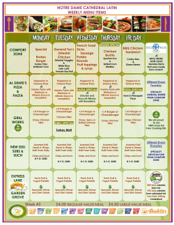 NOTRE DAME CATHEDRAL LATIN WEEKLY MENU