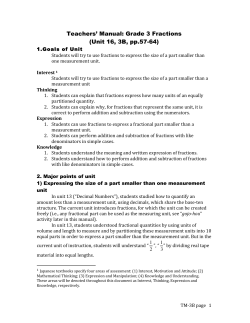 Teachers` Manual: Grade 3 Fractions